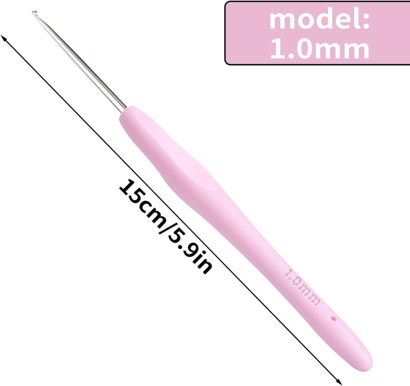 Gerute Small Size Crochet Hook Lace Crochet Needle, 1mm Crochet Hook, Ergonomic Crochet Hooks，Embroidery Thread Knitting Weaving Tool (1 mm) - Image 2